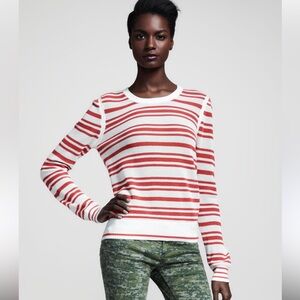Rag & Bone Kathie Sweater Top Salmon Red and White Striped Crew Neck Size XS